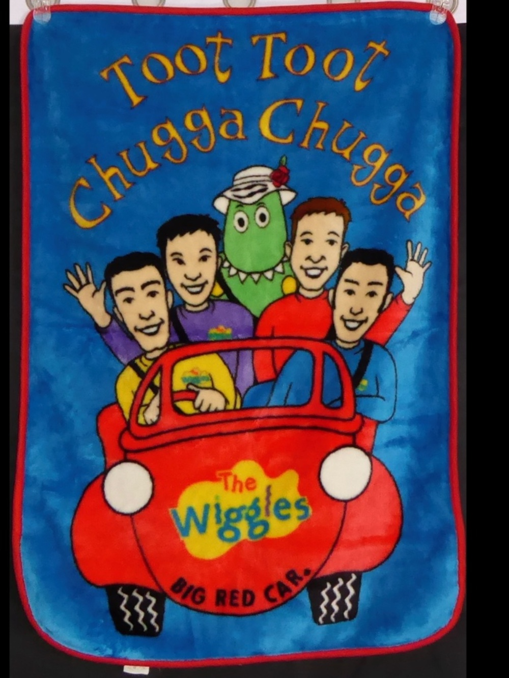 Vintage The Wiggles Toot Toot Big Red Car Toddler Plush Blanket 2004 45" x 30